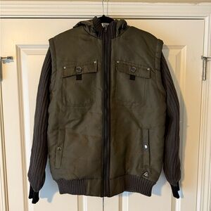 American Stitch Dark Olive hooded vest jacket
